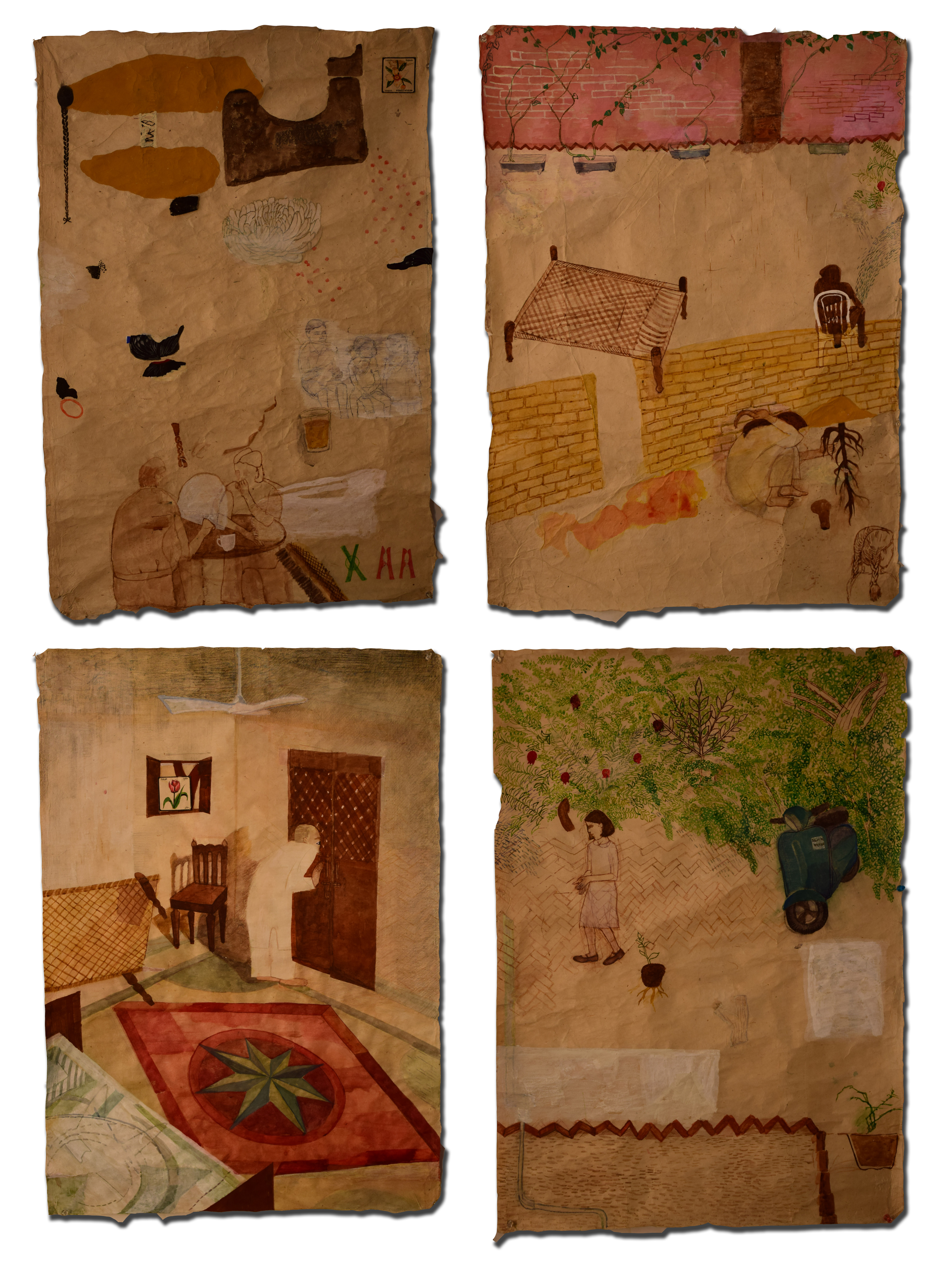 Gouache and water colours on rice paper, 32x24 inches